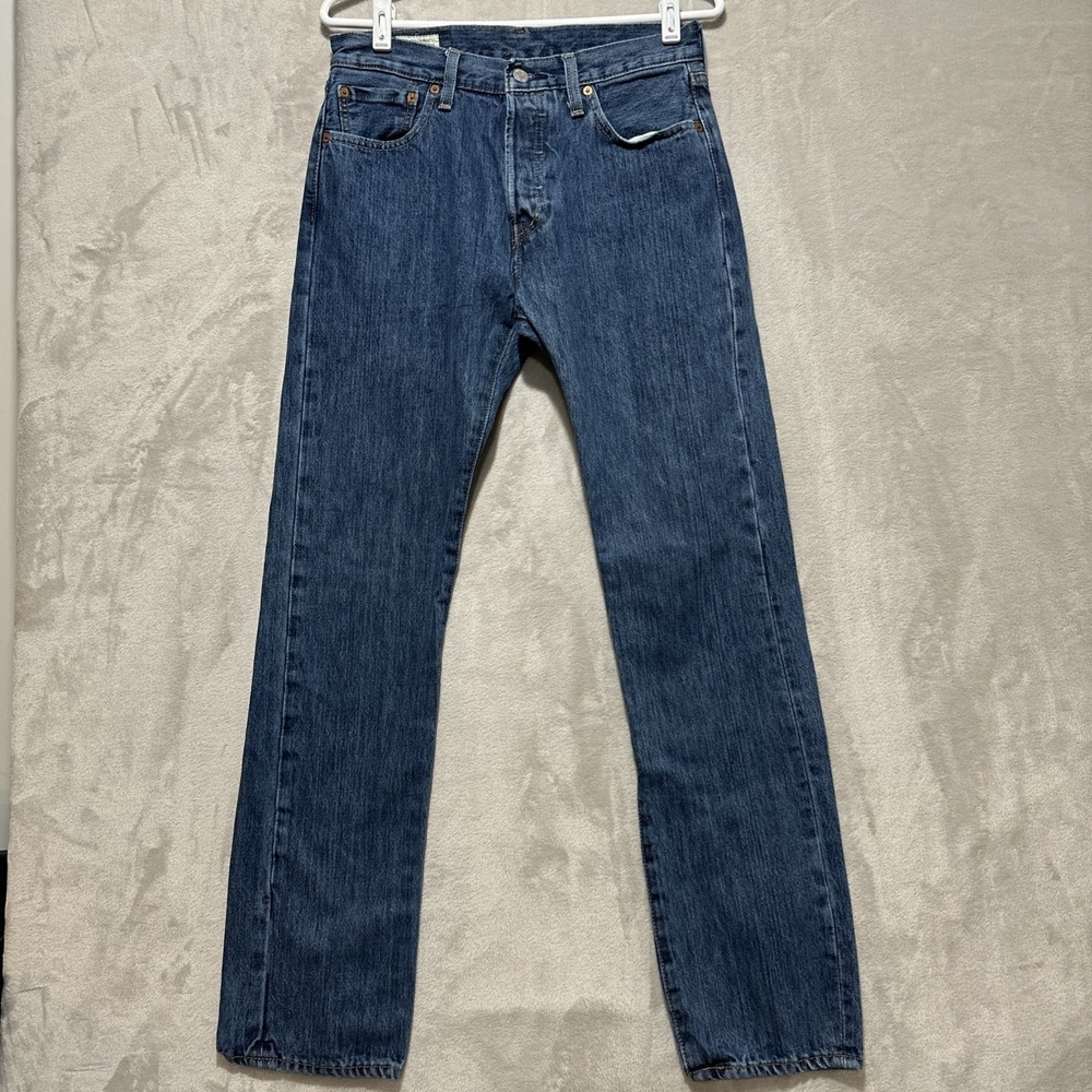 Levi's Premium 501 Jeans 29 Medium Wash Blue Denim Straight Leg Pants Button Fly